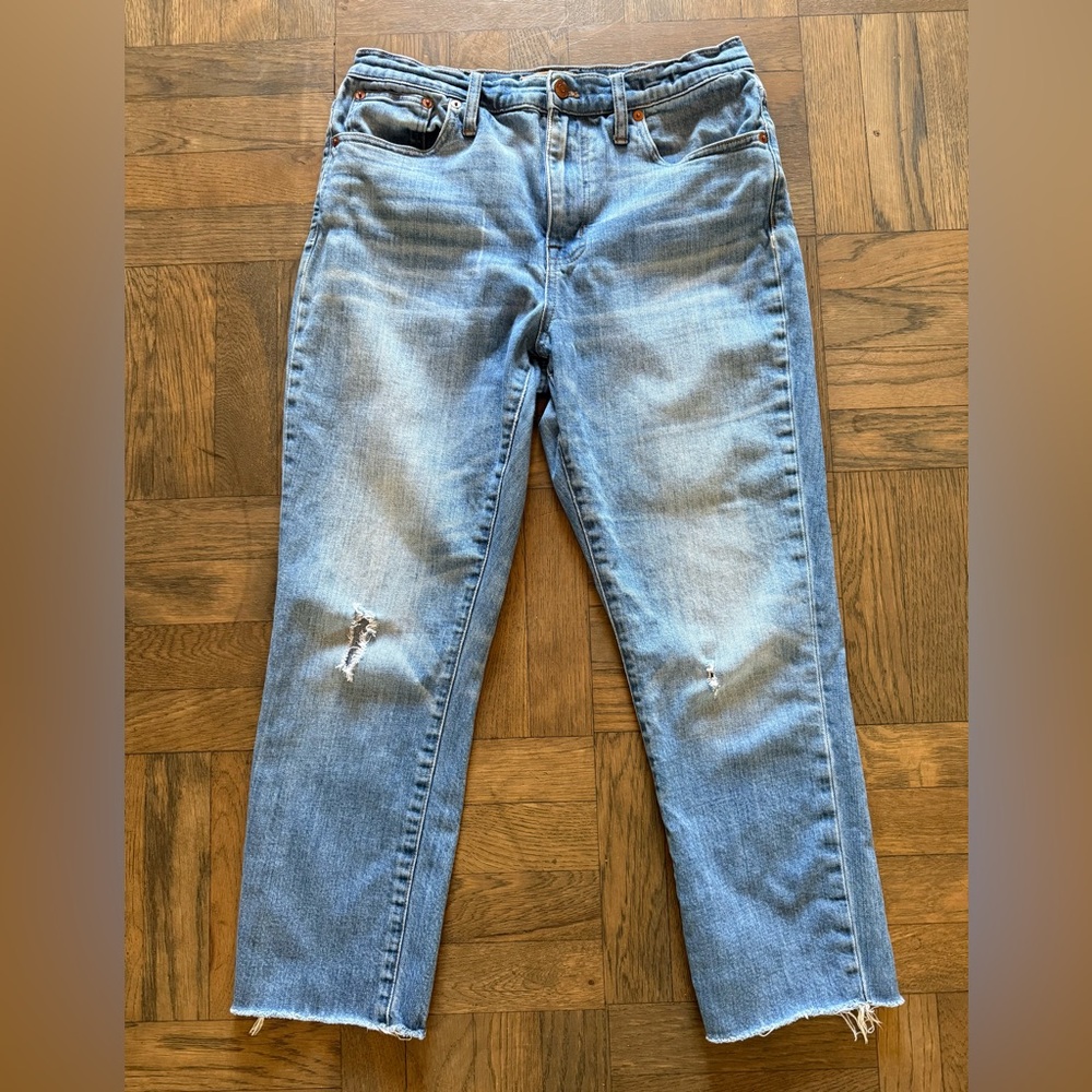 Madewell Light Blue Distressed Cropped Jeans Size 28